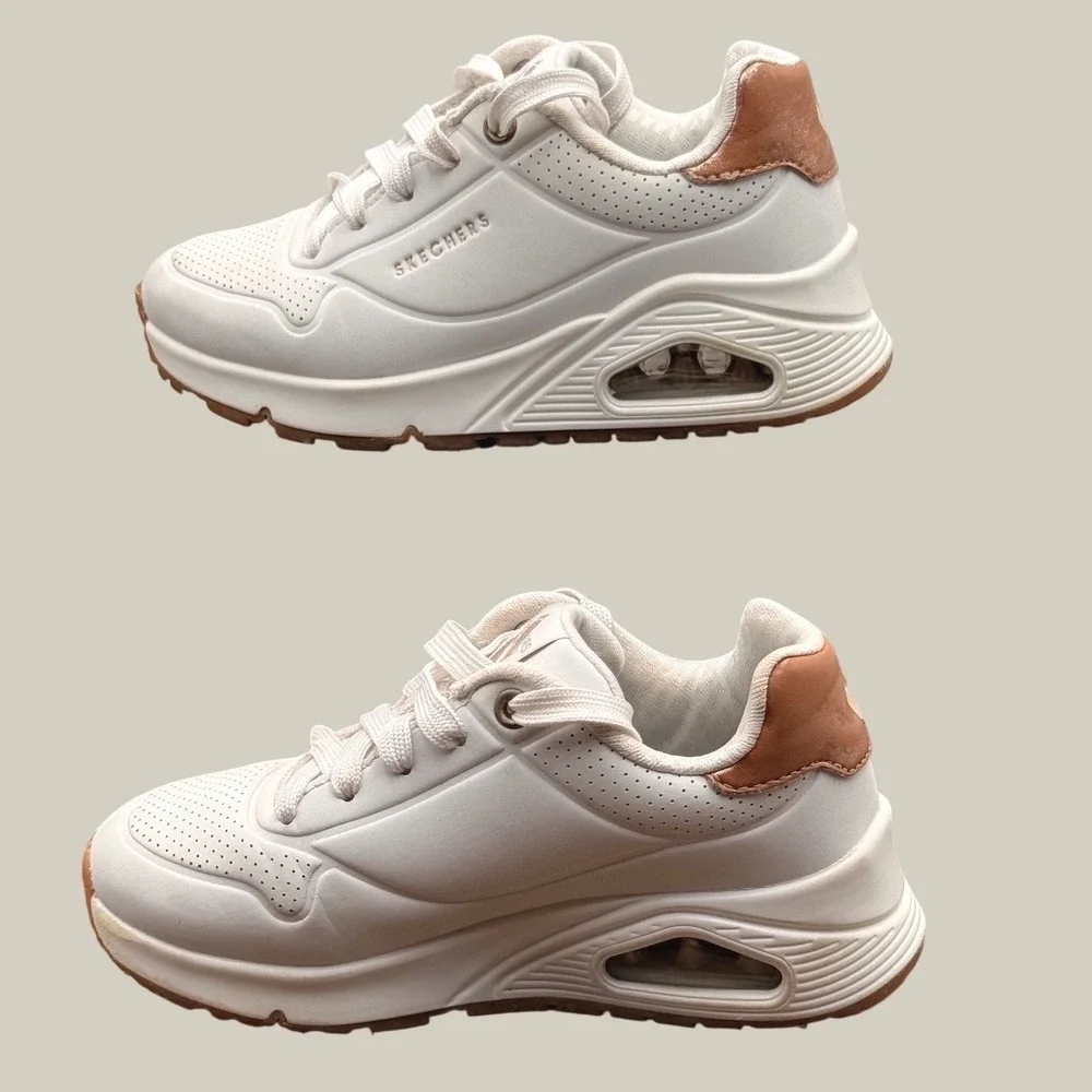 Skechers Uno Sneakers Kids Size 11 White Rose Gold Good Air Cooled 310545L